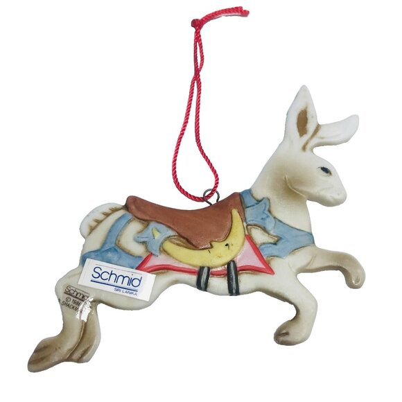 1986 Schmid Shackman Rabbit Ornament Carousel Collection Vintage Original Label - Picture 1 of 5